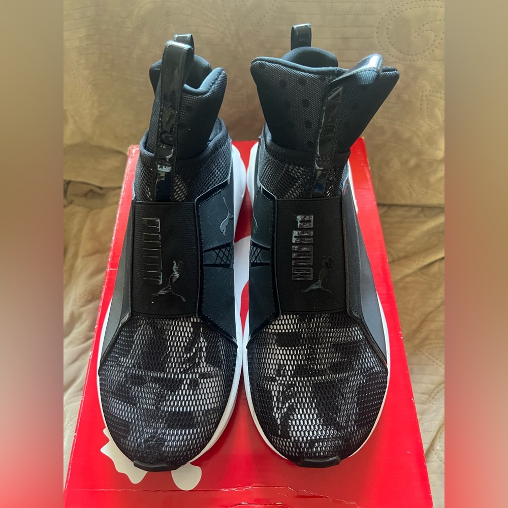 Puma Black and White High-Top Sneakers